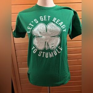 NWOT Let’s Get Ready to Stumble! Green Clover Graphic Tee